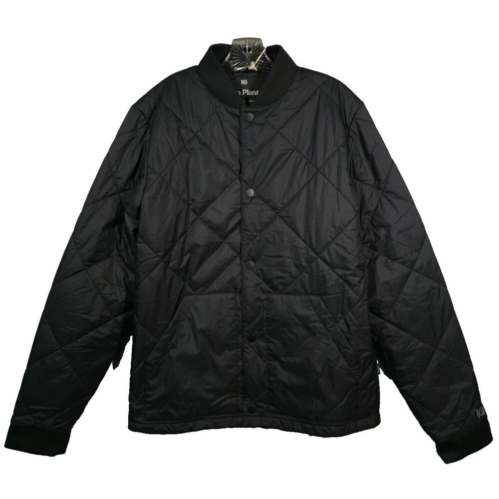 Tentree Mens Small Black Diamond Padded Bomber Jacket